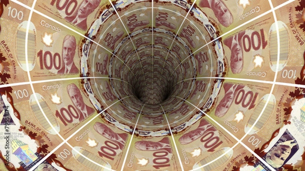Obraz Background from  canadian dollar banknotes in perspective view