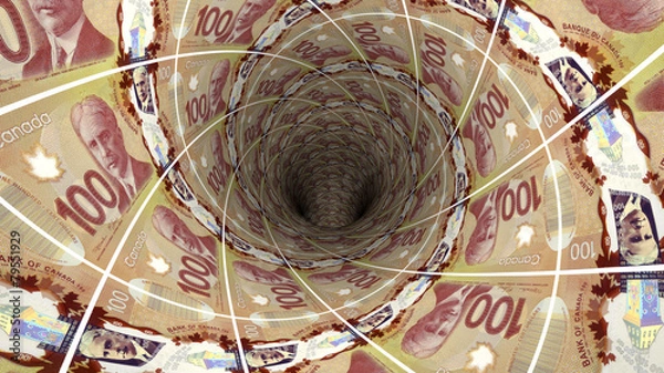 Obraz Background from  canadian dollar banknotes in perspective view