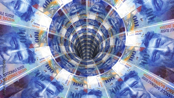 Obraz Background from  swiss franc banknotes in perspective view