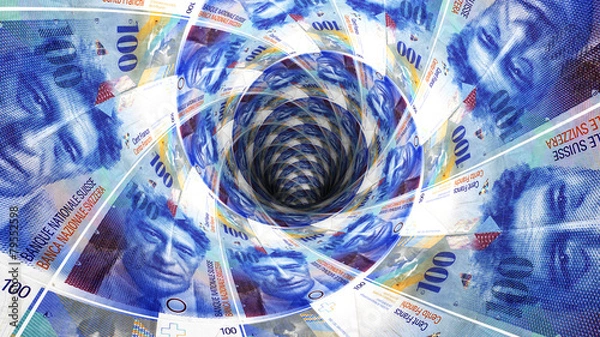 Obraz Background from  swiss franc banknotes in perspective view