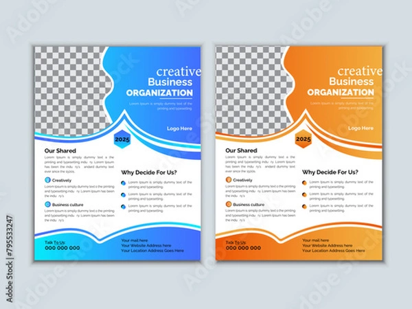 Fototapeta Corporate modern business flyer design with abstract shapes