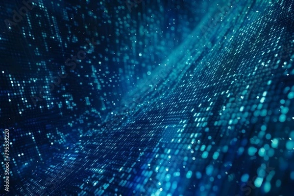 Fototapeta walls wrapped in digital binary codes with blue lights in the technology gateway