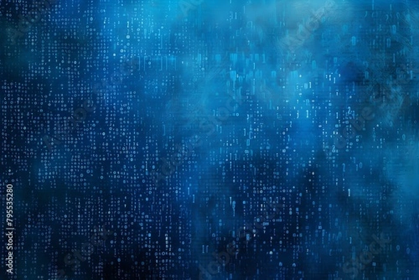 Fototapeta walls wrapped in digital binary codes with blue lights in the technology gateway