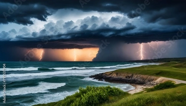 Obraz storm over the sea