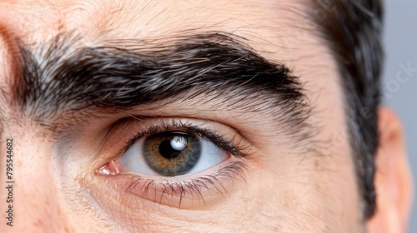 Fototapeta   A man's eye with mustaches at the outer corner and above the upper lid