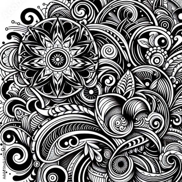 Fototapeta Ein schwarz weiß vector eines komplexen Musters