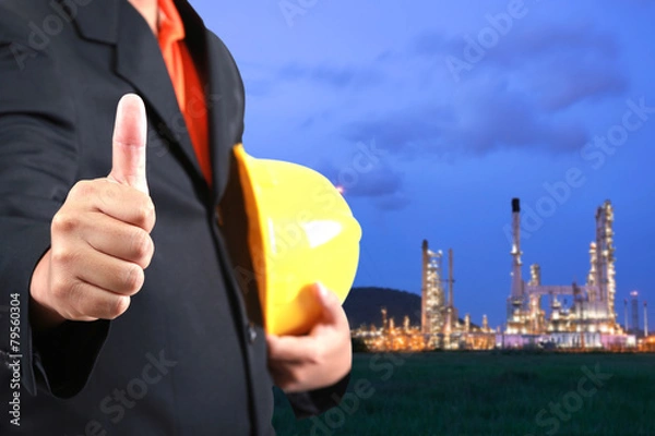 Obraz construction engineer with oil plant