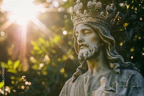 Fototapeta Depiction of Jesus Christ as Shepherd - Jesus Christ holding a Lamb - Blessing to Humanity - Imagination of Redemption and Faith. Beautiful simple AI generated image in 4K, unique.
