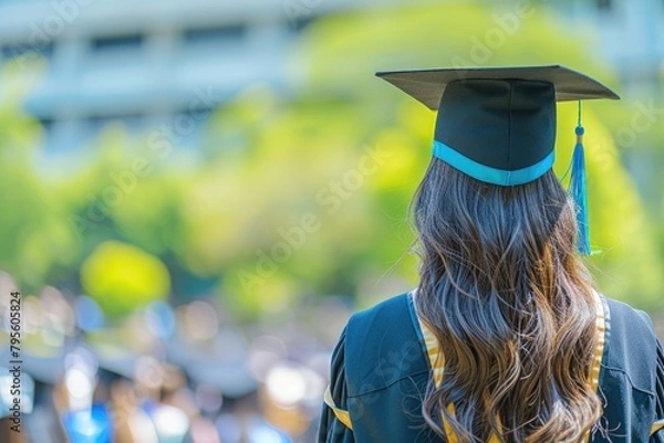 Fototapeta Celebrating Achievements: Rear View of Graduates at Commencement