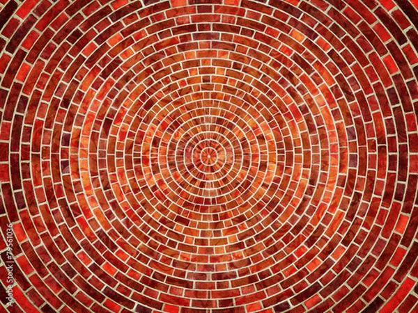 Fototapeta Radial red brick wall texture pattern.