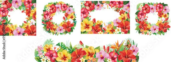 Obraz Set of Arrangements from hibiscus flowers