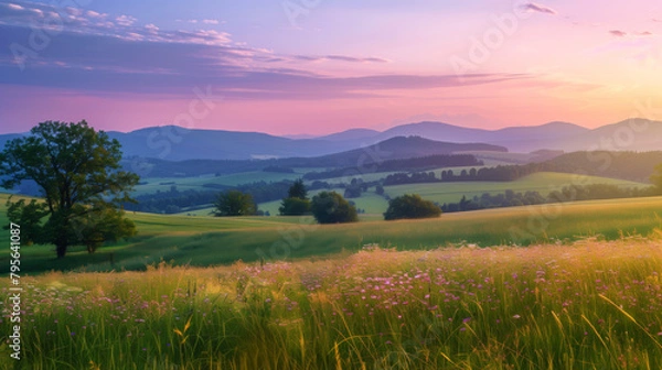 Fototapeta sunset in the mountains