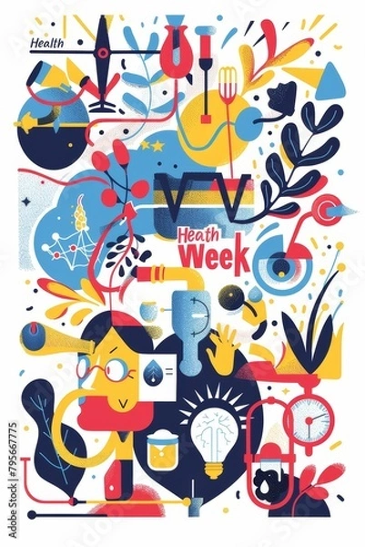 Obraz illustration with text to commemorate Health Week