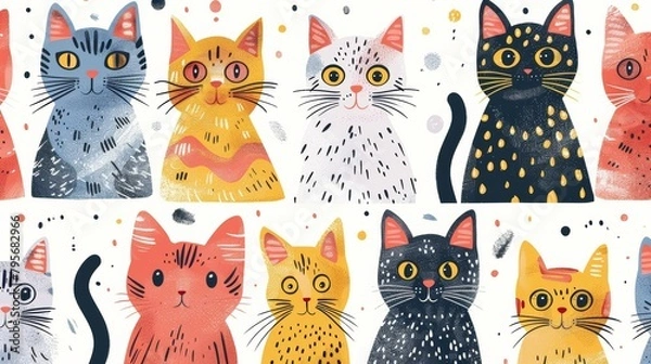 Fototapeta Seamless Kitty Cat Pattern.