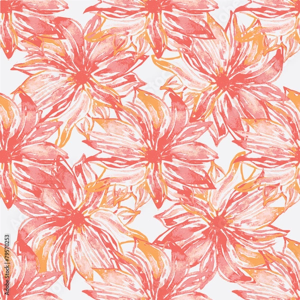 Obraz watercolor peony pattern