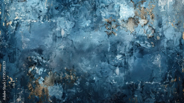 Fototapeta Abstract illustration of a grunge surface in shades of blue

