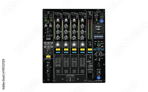 Fototapeta Realistic vector DJM 900 NXS2 Mixer set of professional DJ equipment.Illustration on the theme of nightlife. Image for a poster and flyer. Material for placement on t-shirts.