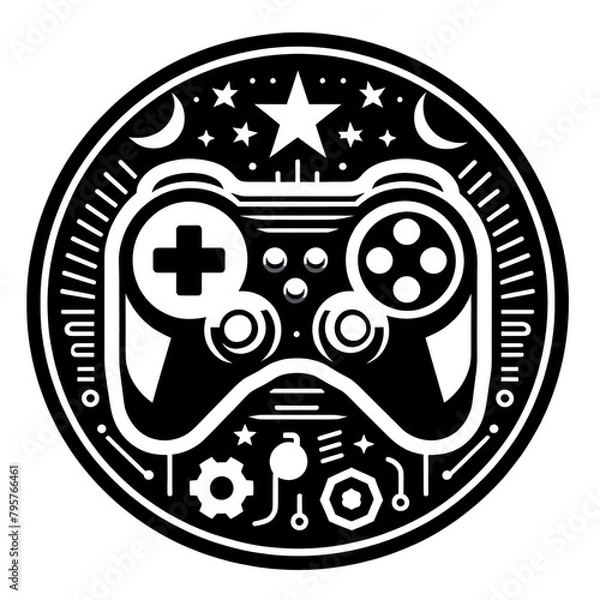 Fototapeta Ein schwarz weißer Vektor Button mit Mustern