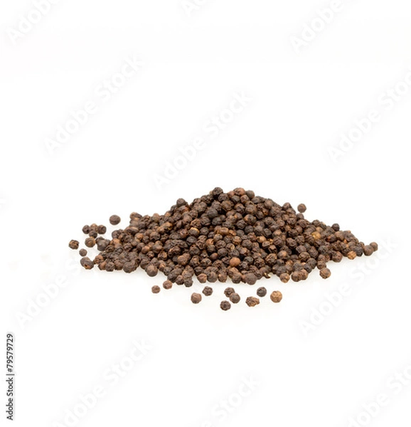 Obraz closeup dried black pepper on white background