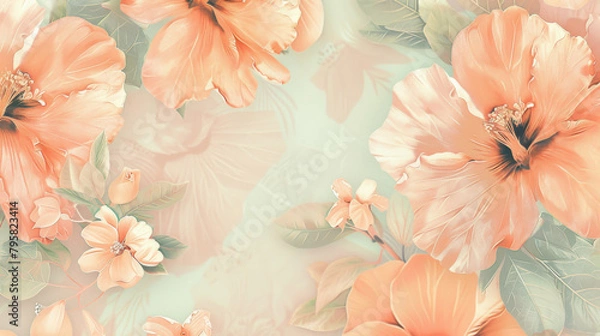 Fototapeta Seamless pattern with pastel-colored flowers perfect for design backgrounds