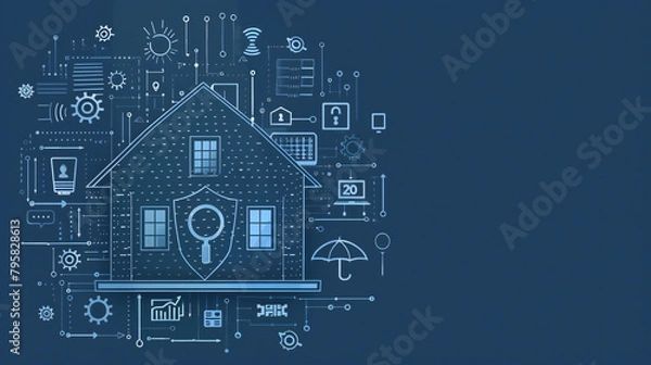 Fototapeta house on blueprint