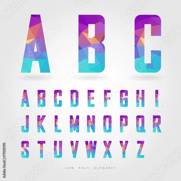 Obraz low poly alphabet on polygon concept