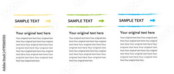 Fototapeta クレヨンの手書きラインのテキストバーナーのセット