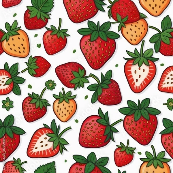 Fototapeta Strawberry pattern background vector illustration style	
