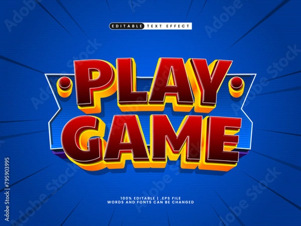 Fototapeta play game editable text effect in game style