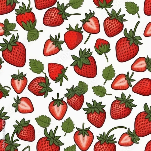 Fototapeta Strawberry pattern background vector illustration style	