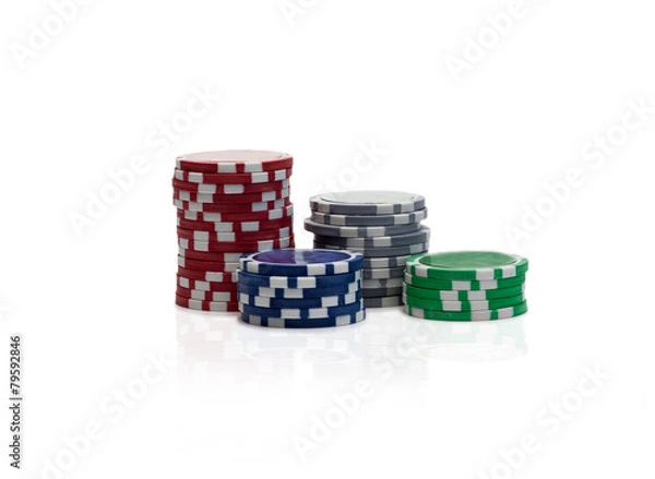 Obraz Gambling chips over white