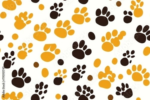 Fototapeta Paw print pattern backgrounds carnivora.