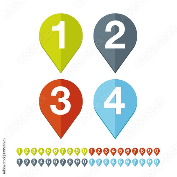 Fototapeta Number set vector flat design