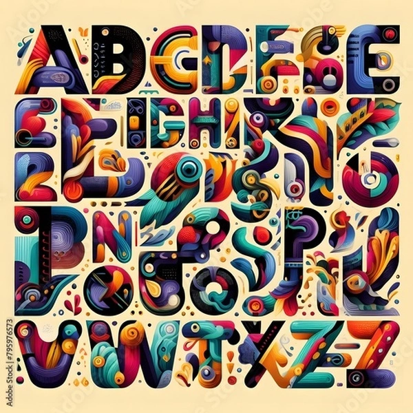 Fototapeta Vibrant Abstract Objects Colorful Alphabet Letters Collection for Creative Projects