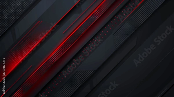 Fototapeta abstract black, red background with diagonal square lines design. elegant black background with shiny red lines. 