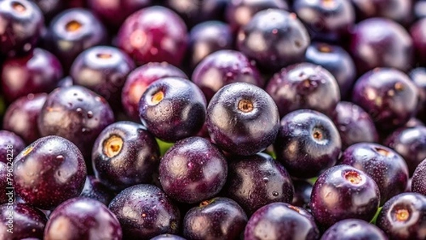Fototapeta Close-Up Of asai berries Background top view. Super Food. Concept of diet and healthy food