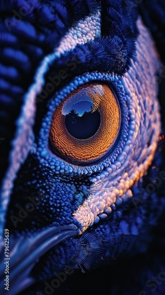 Fototapeta Abstract blue butterfly wing patterns with vibrant hues