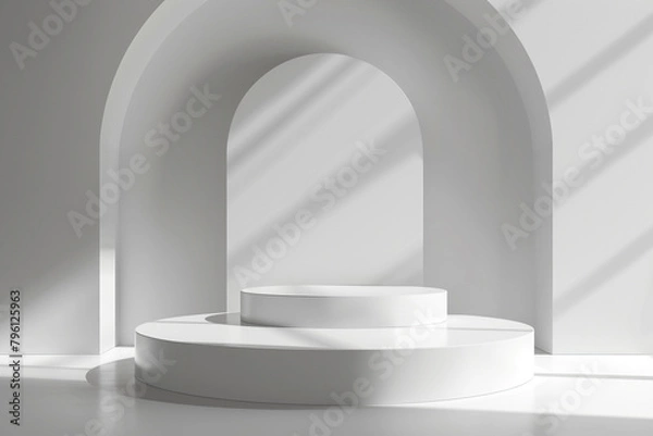 Fototapeta Minimalist 3D podium clean lines soft shadows