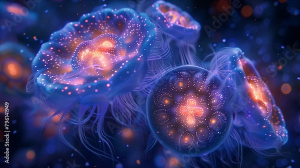 Obraz Close up of Glowing Bioluminescent Particles