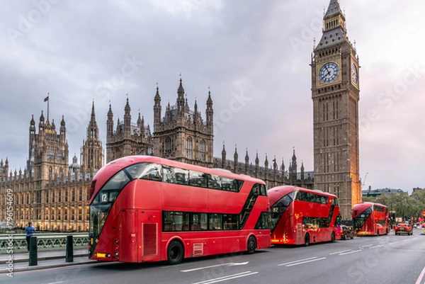 Obraz big ben with red bus