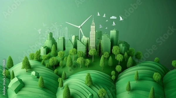 Obraz Wind Power Green Energy Eco-ecosystem Environmental Concept