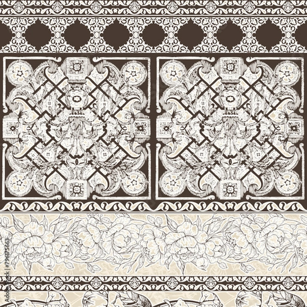 Obraz Textile and digital seamless pattern design 
