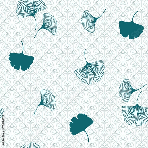 Obraz Textile and digital seamless pattern with umbrellas