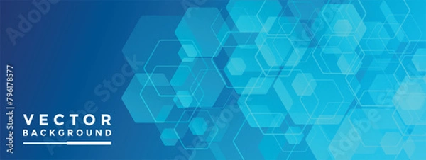 Fototapeta Blue Background hexagon pattern look like honeycomb vector illustration lighting effect graphic for text and message board design infographic