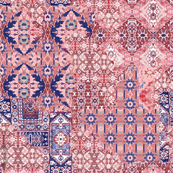 Fototapeta Textile and digital seamless pattern geometric design