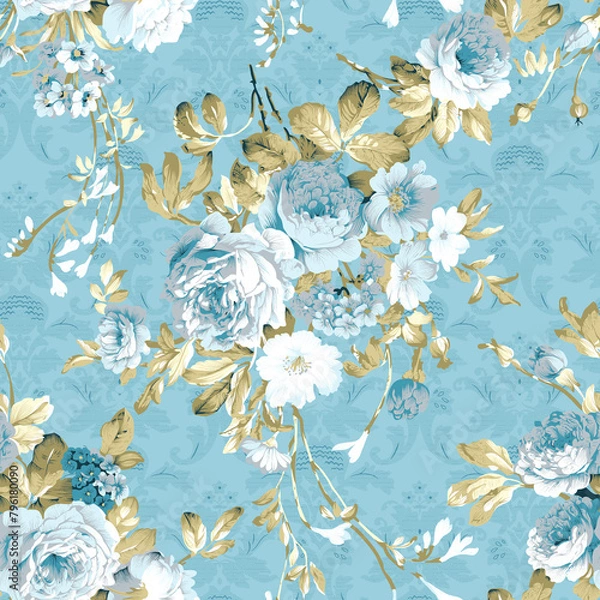 Obraz Textile and digital seamless pattern floral design, Wallpaper design