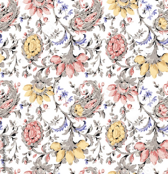 Obraz Textile and digital seamless pattern floral design, Wallpaper design