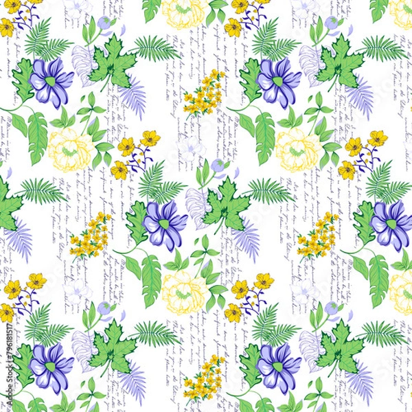 Obraz Textile and digital seamless pattern floral design
