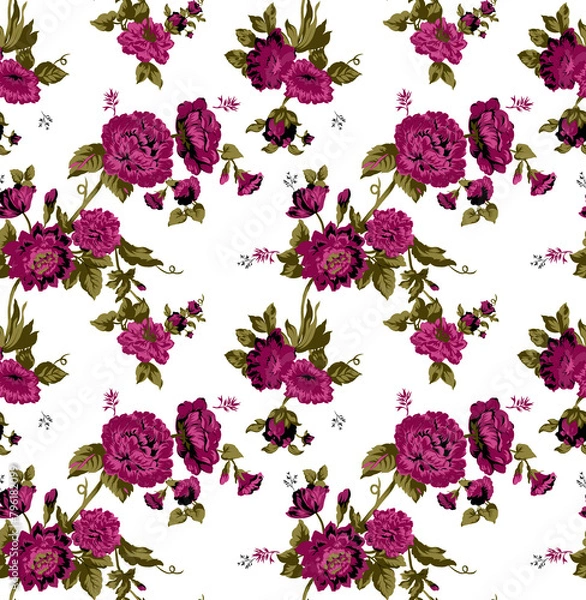 Fototapeta Textile and digital seamless pattern floral design