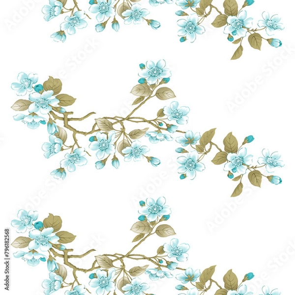 Fototapeta Textile and digital seamless pattern floral design